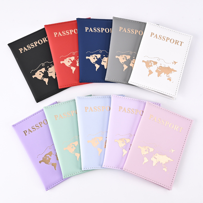Leather Passport Cover - แฟชั่นหนังสือเดินทางป้องกัน World รูปแบบผู้ถือหนังสือเดินทางท่องเที่ยวกระเป๋าสตางค์ของขวัญ PU หนังการ์ด Unisex