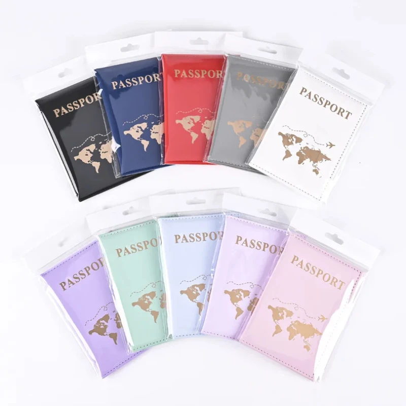 Leather Passport Cover - แฟชั่นหนังสือเดินทางป้องกัน World รูปแบบผู้ถือหนังสือเดินทางท่องเที่ยวกระเป๋าสตางค์ของขวัญ PU หนังการ์ด Unisex