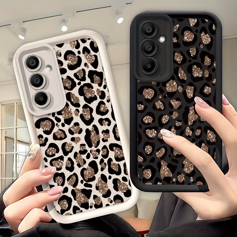 Samsung Galaxy A55 - เคสโทรศัพท์ซิลิโคนลายเสือดาววิบวับ สำหรับ Samsung Galaxy A73 A72