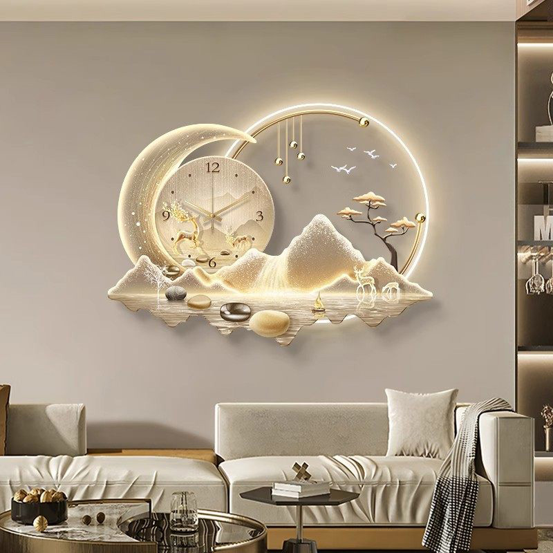Luxury Lifestyle Design - นาฬิกาติดผนัง LED ลายศิลปะ ดีไซน์หรูหรา สไตล์มินิมอล แบบจีน