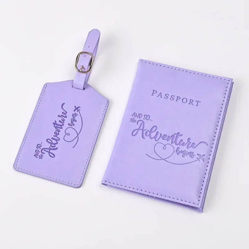 Leather Passport Cover - ใหม่สีม่วง PU หนังผู้ถือหนังสือเดินทางคลิปหนังสือเดินทางครอบคลุมกระเป๋าเดินทางชุด ID บัตรเครดิตผู้ถือกระเป๋าสตางค์ Unisex