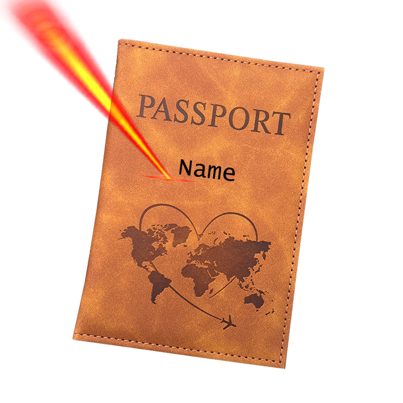 Leather Passport Cover - ส่วนบุคคลชื่อผู้ถือหนังสือเดินทางกระเป๋าสตางค์หนังแกะสลักกระเป๋าเดินทางของขวัญอุปกรณ์เสริมสําหรับผู้หญิงผู้ชาย