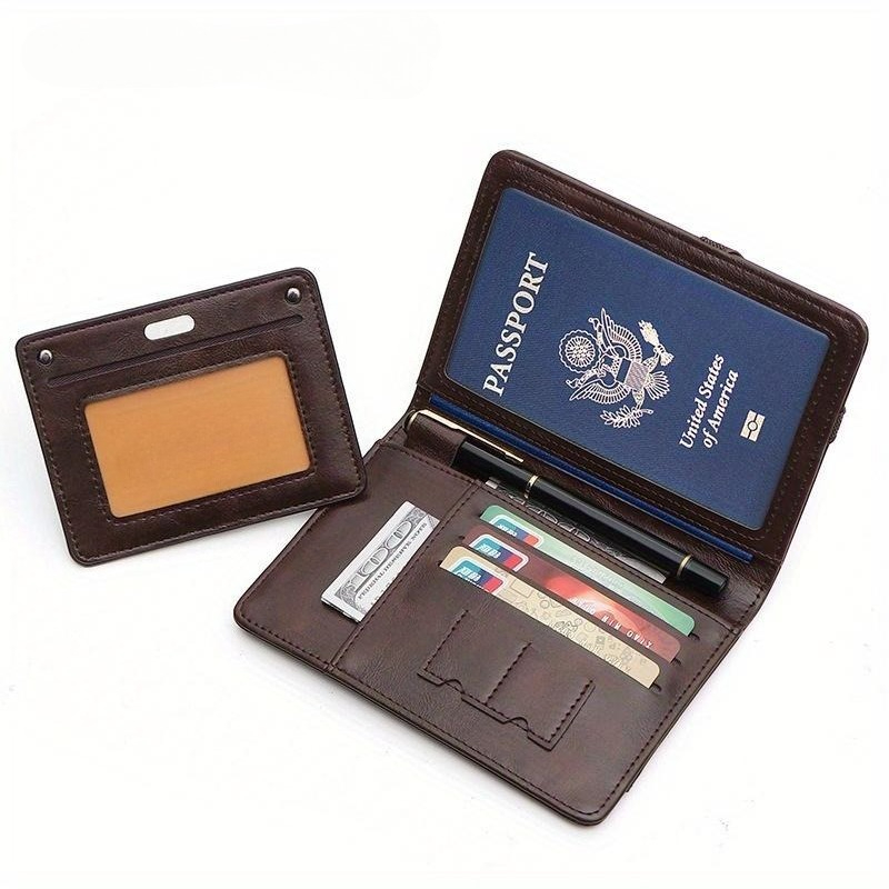 Leather Passport Cover - กระเป๋าใส่หนังสือเดินทางน้ำหนักเบา 1 ชิ้น ป้องกัน RFID ช่องใส่ของหลายช่อง
