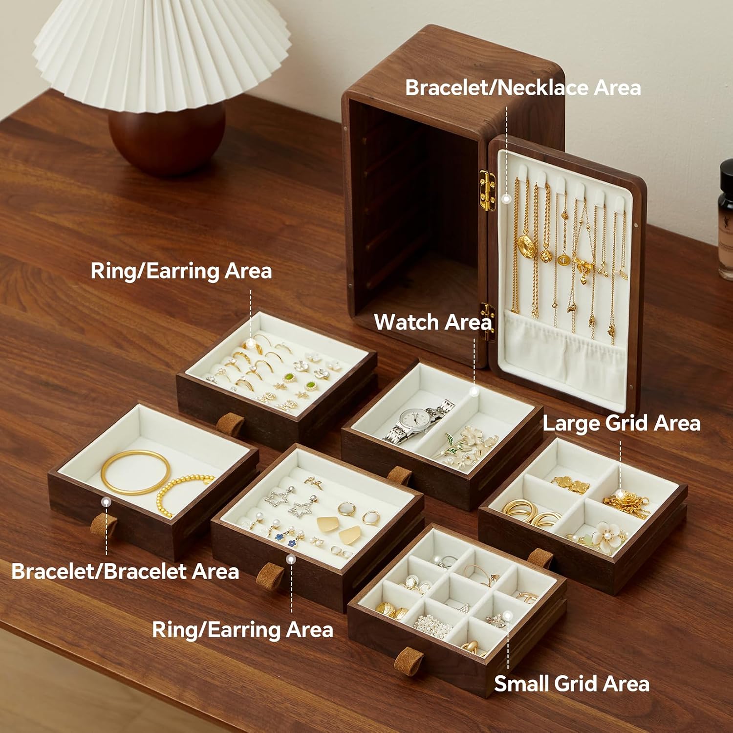 กล่องใส่เครื่องประดับไม้เนื้อแ - Velvet Jewelry Box บทวิจารณ์และราคา