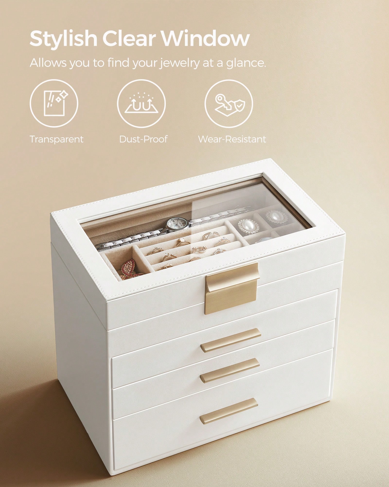 กล่องเก็บเครื่องประดับ 4 ชั้นแ - Velvet Jewelry Box บทวิจารณ์และราคา