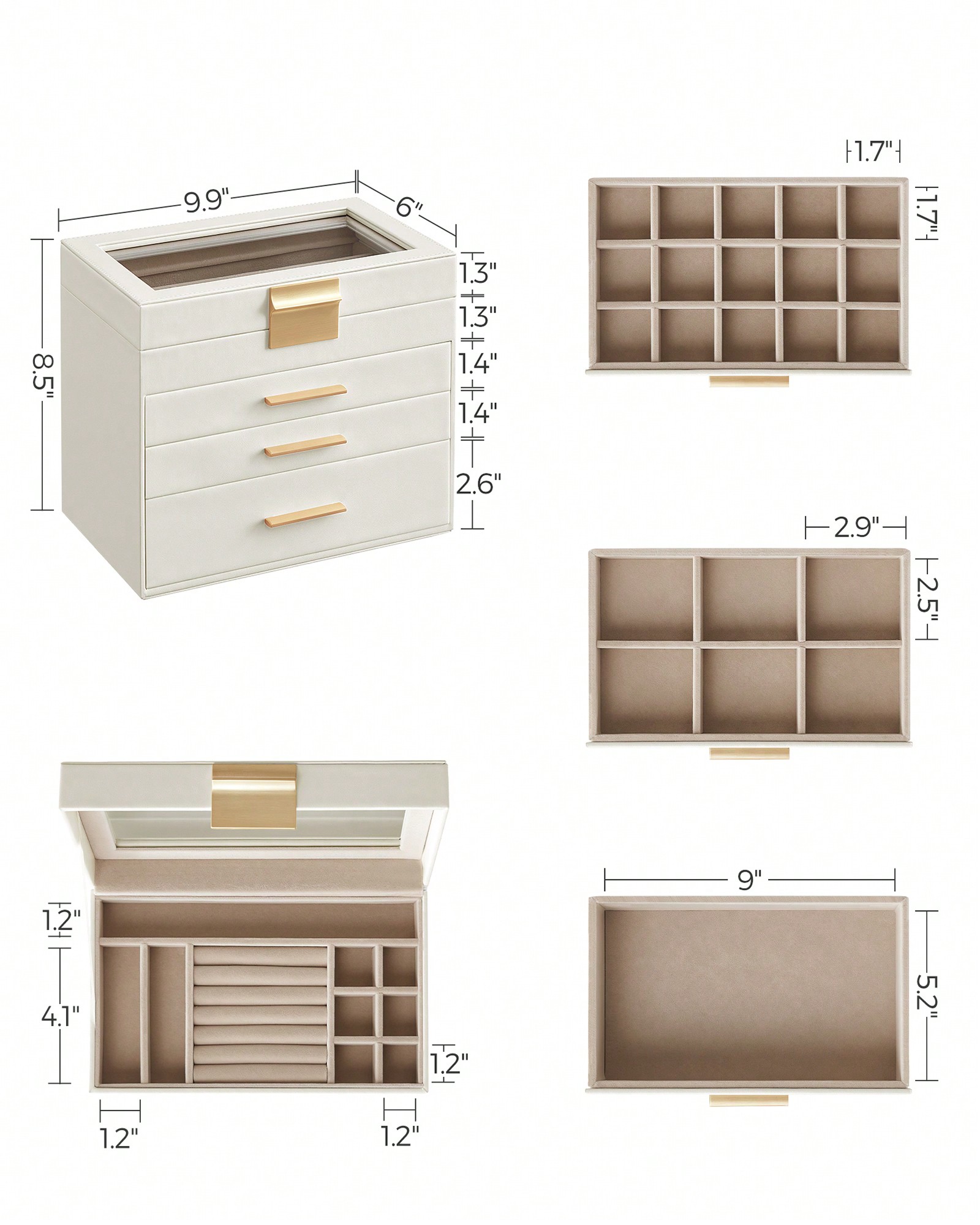 กล่องเก็บเครื่องประดับ 4 ชั้นแ - Velvet Jewelry Box บทวิจารณ์และราคา